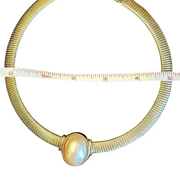 Vintage Christian Dior 1980s Omega Choker. Featuring Faux Pearl Focal Piece.
